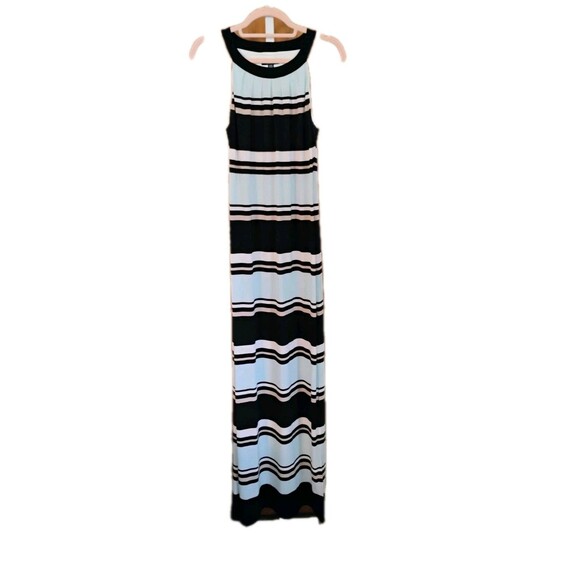 Chaps Women's Blue And Tan Striped Maxi Dress, Size M‎ - Picture 1 of 10